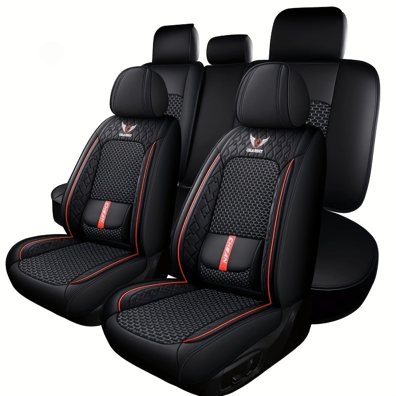 Leather Car Seat Covers Full Set Universal - ポロ9n3、リープモーターB05、シトロエンC5エアクロス、BMW F30、マーチ用カーシートカバー、高級PUレザーインテリアアクセサリーフルセット