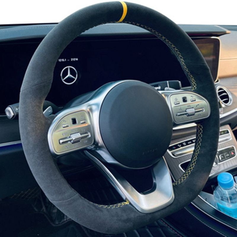 Car Steering Wheel Cover Anti Slip Breathable - メルセデスベンツ用編組ホイールカバー,黒の滑り止めステアリングホイールカバー,メルセデス用W222 gc a-class w177 c-class w205