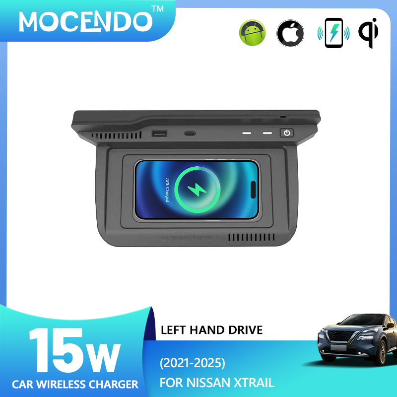 Wireless Car Charger Mount Fast Charging - 15W 車載ワイヤレス充電パッド 日産 エクストレイル 2021-2025用 スマホ充電ホルダー