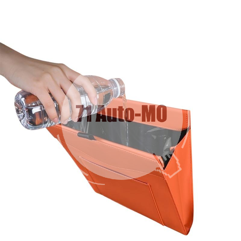 Waterproof Car Trash Can With Lid - 車用ゴミ箱 防水 磁気式吊り下げ式 隠し収納バッグ 車の後部座席用インテリアアクセサリー