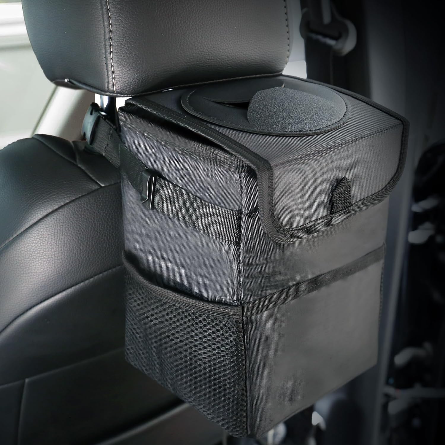 Waterproof Car Trash Can With Lid - 3-in-1 車用ゴミ箱 蓋と防水収納バッグ付き - 車、SUV、トラック用の漏れ防止多用途オーガナイザー (フロント/リア/コンソール)