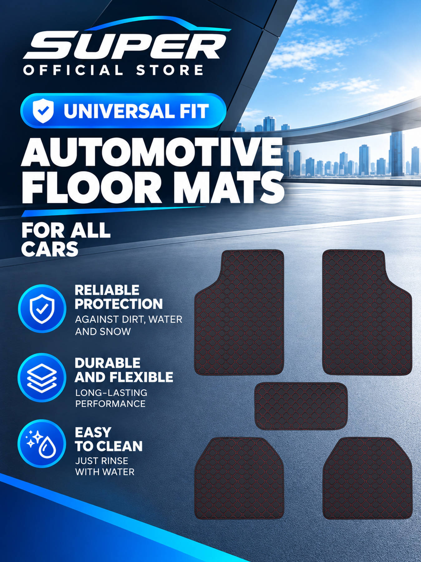 Car Floor Mats Universal Waterproof Leather - 車用フロアマット フルセット ユニバーサル ノンスリップ 防水 全天候型