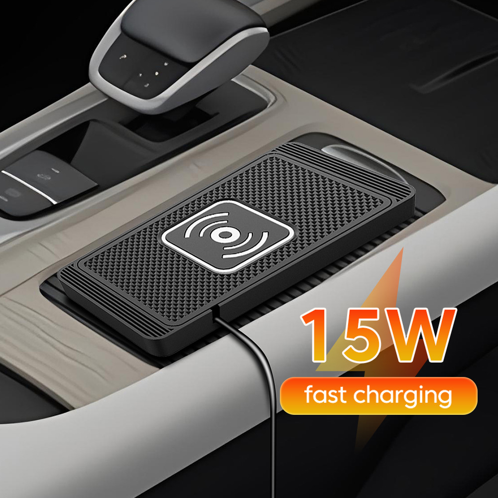 Wireless Car Charger Mount Fast Charging - 15Wワイヤレス充電器 車載用滑り止めパッド ワイヤレス急速充電アダプター iPhone、Xiaomi、Huawei、Samsung、OnePlusなどの携帯電話用