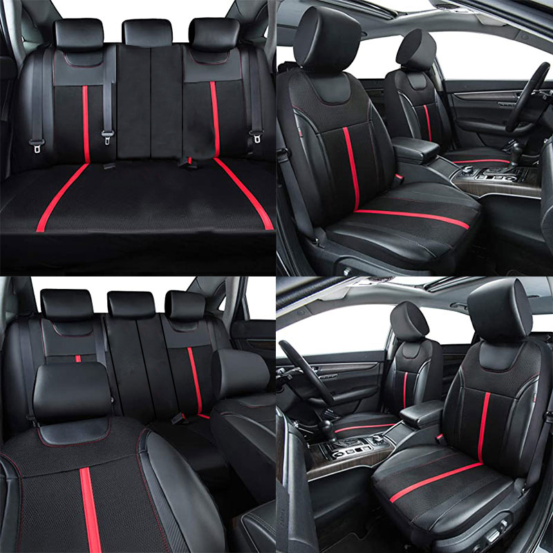 AUTOKING PUレザーとメッシュ生地のユニバーサルカー - Leather Car Seat Covers Full Set Universal のレビューと価格