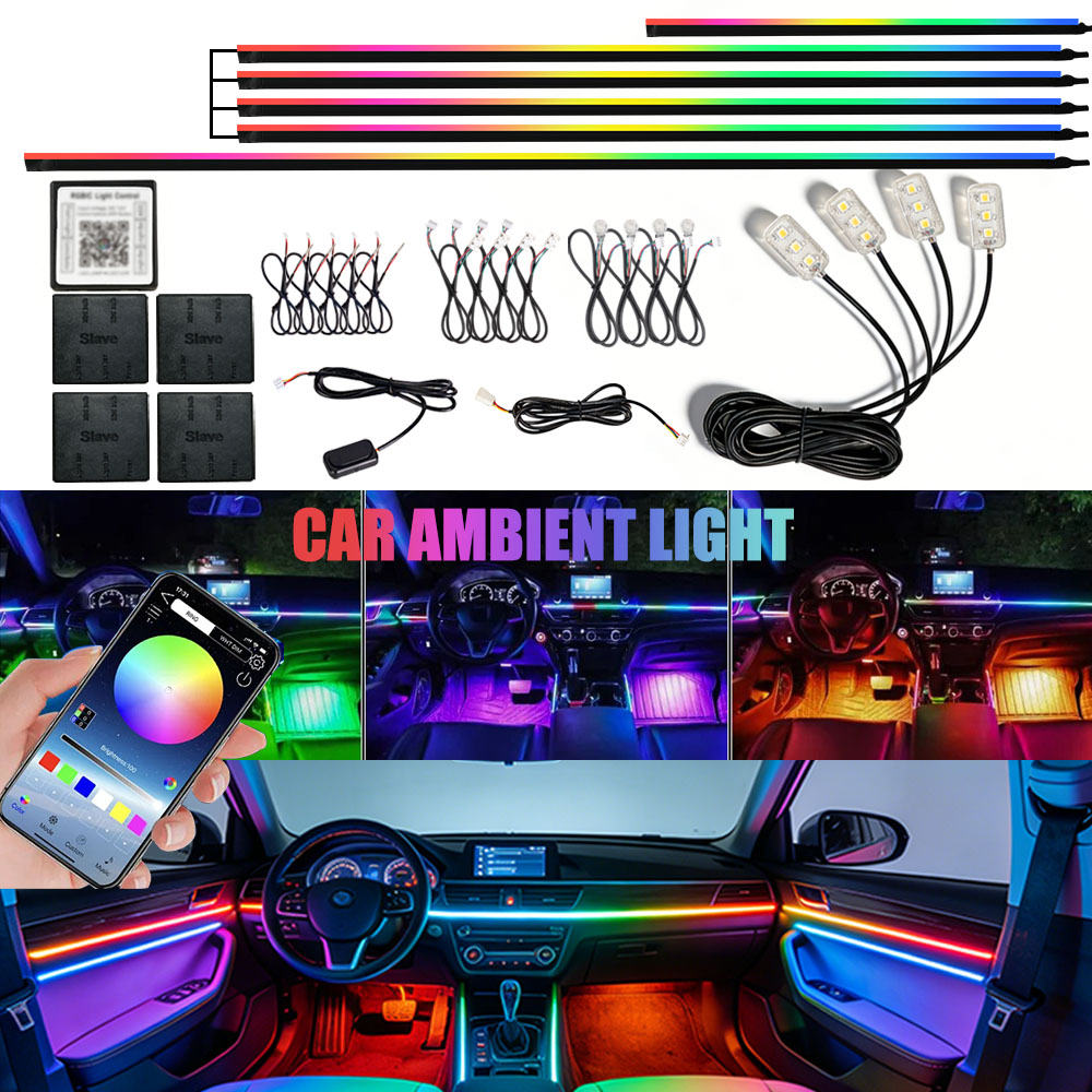 6/10/14/18/22 In1 車用アクリルLEDアンビ - Led Ambient Interior Car Lights App Control のレビューと価格