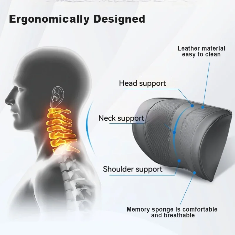 革カーシートヘッドレストクッション多機能低反発車の首枕調節可 - Memory Foam Car Neck Pillow Lumbar Support のレビューと価格
