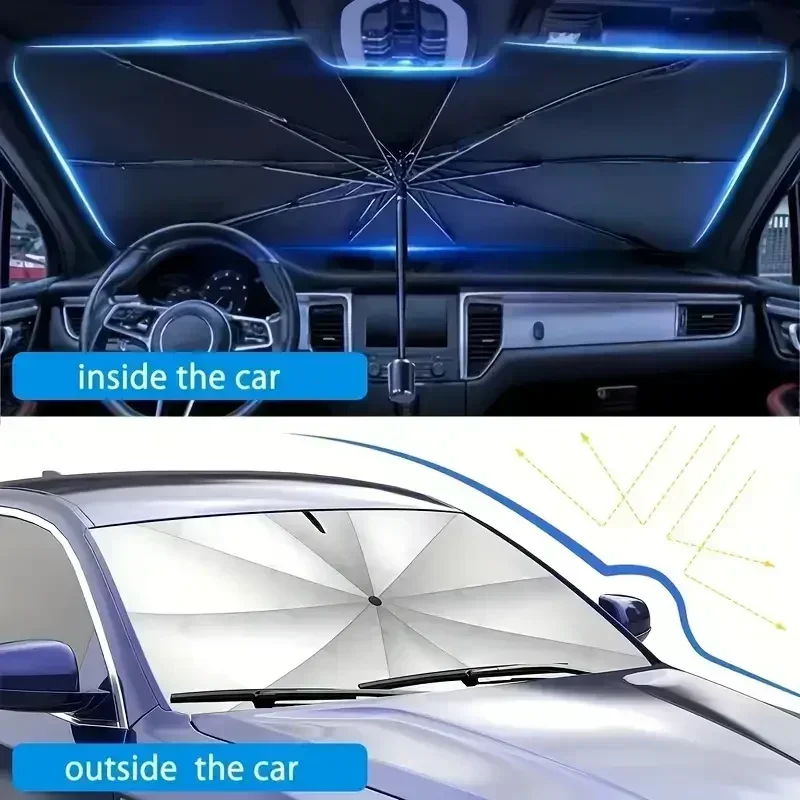 車用サンシェード、フロントガラス用傘型サンシェード、折りたた - Car Sunshade Windshield Umbrella Foldable のレビューと価格