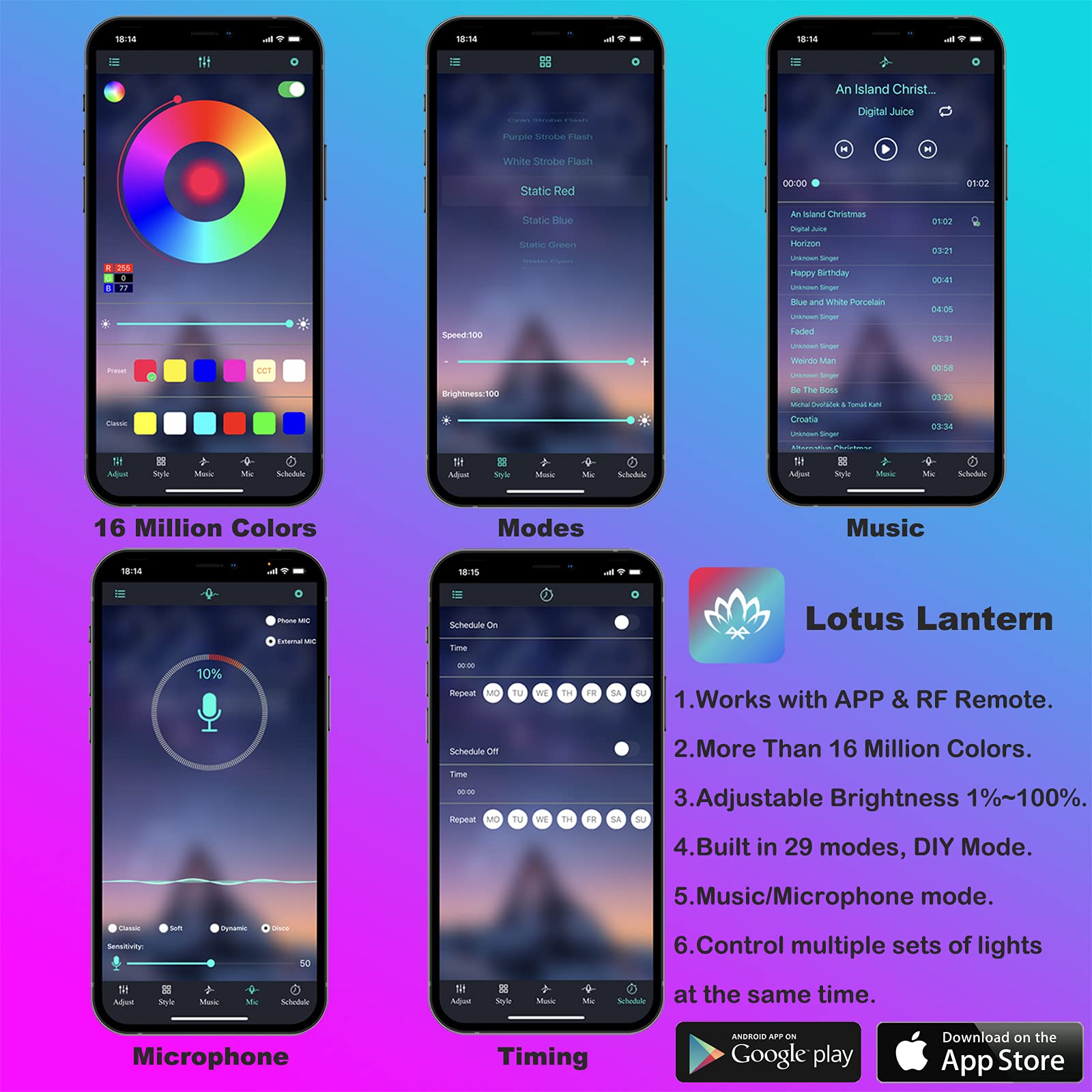 LED車内アンビエントストリップライト,RGB光ファイバー, - Led Ambient Interior Car Lights App Control のレビューと価格