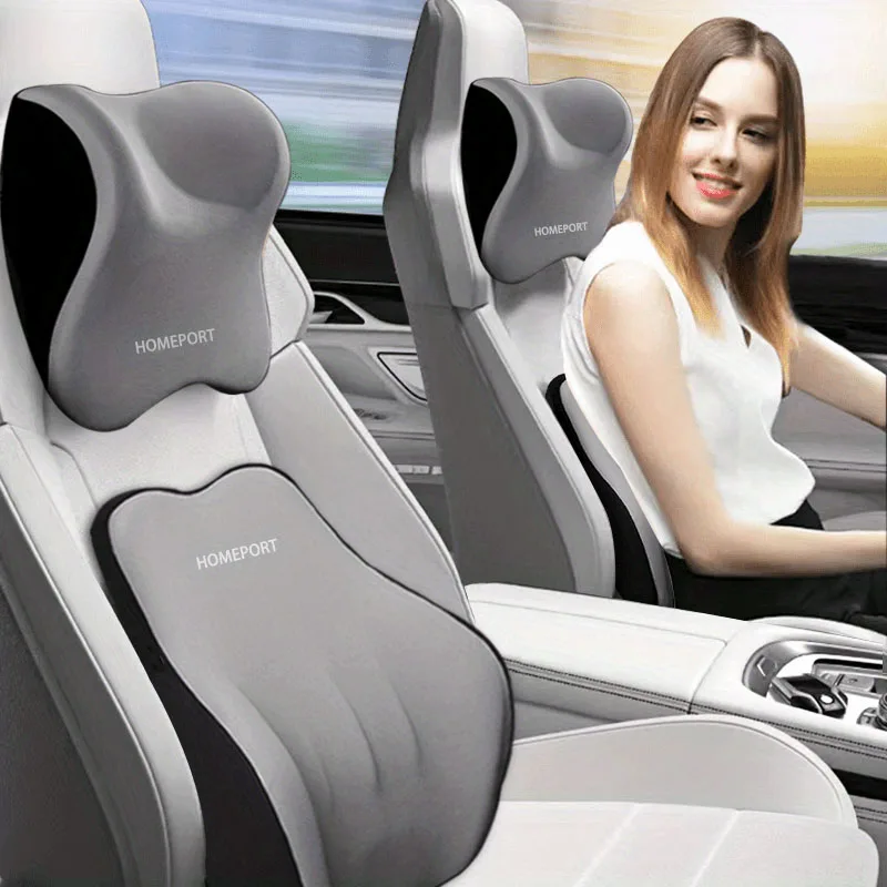 車の低反発ヘッドレストセット車の首枕車の腰腰クッションウエス - Memory Foam Car Neck Pillow Lumbar Support のレビューと価格