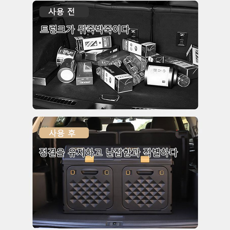 改良型傾斜式カートランク収納ボックス 二層式サイドオープン  - Car Trunk Organizer Foldable Storage Box のレビューと価格