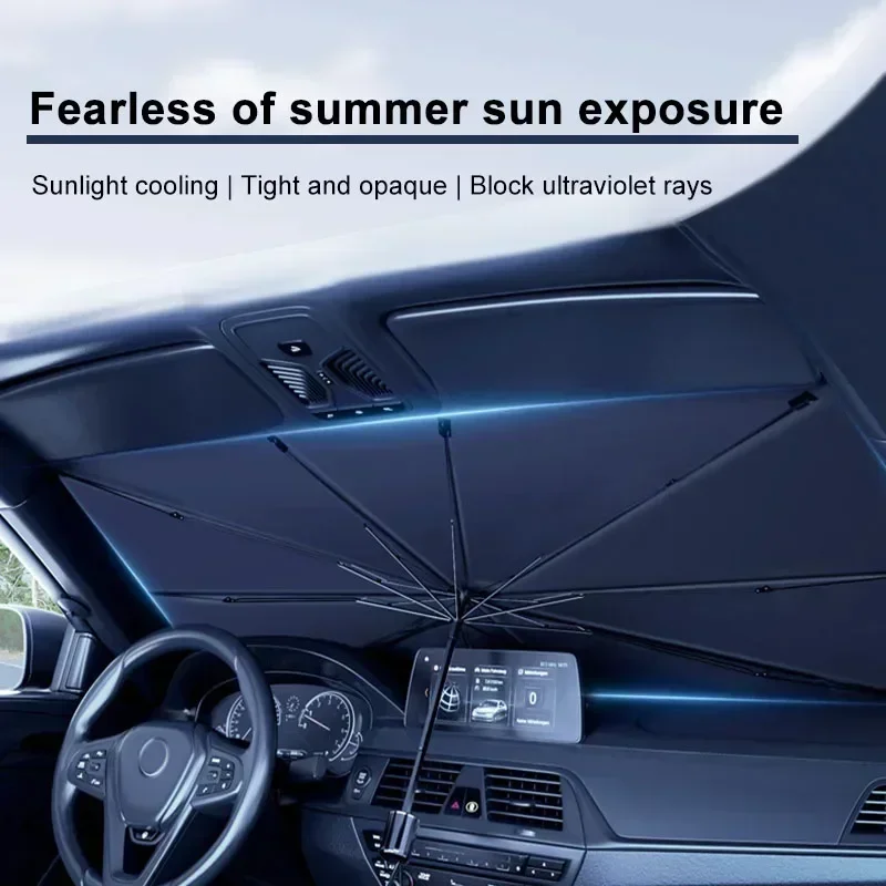 車用サンシェード、フロントガラス用傘型サンシェード、折りたた - Car Sunshade Windshield Umbrella Foldable のレビューと価格