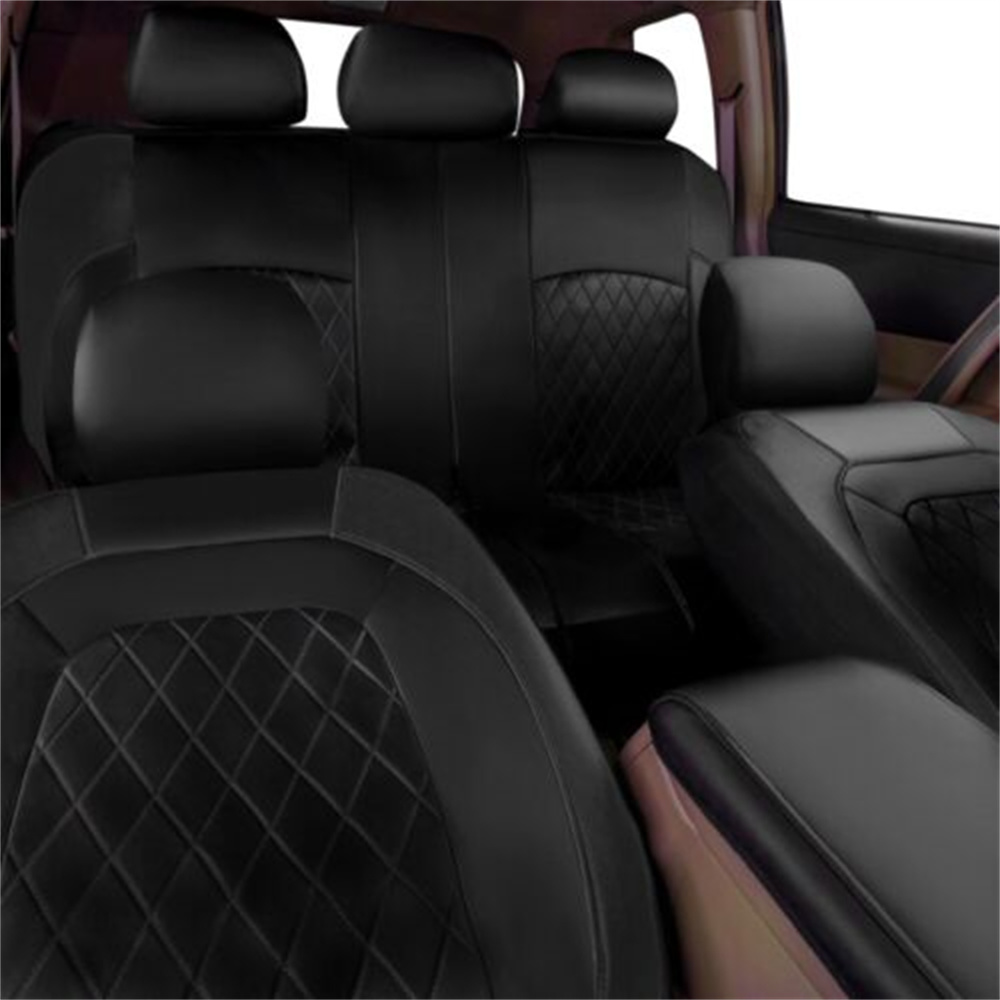 ユニバーサルカーシートカバーセット PU レザー車両クッショ - Leather Car Seat Covers Full Set Universal のレビューと価格