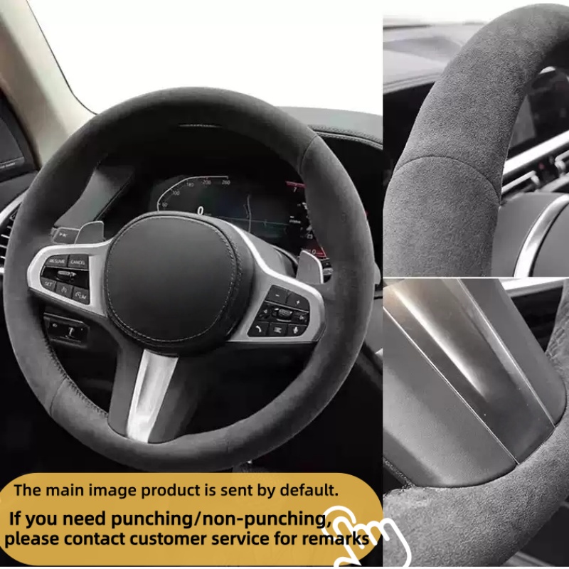 カスタマイズ滑り止めレザースエードMスポーツM3 E90 E - Car Steering Wheel Cover Anti Slip Breathable のレビューと価格