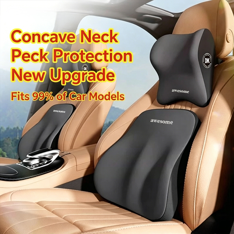 車用ネックピロー＆ランバーサポートセット プレミアムメモリー - Memory Foam Car Neck Pillow Lumbar Support のレビューと価格