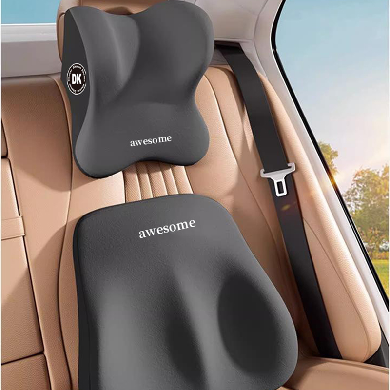 車用ネックピロー＆ランバーサポートセット プレミアムメモリー - Memory Foam Car Neck Pillow Lumbar Support のレビューと価格