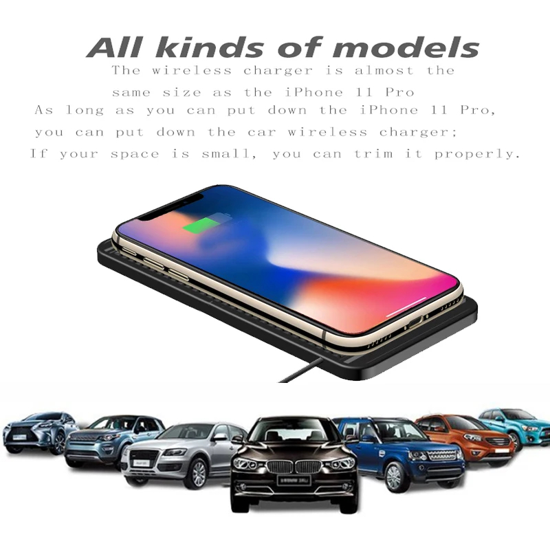 15W ワイヤレスカーチャージャーパッド ノンスリップ Qi - Wireless Car Charger Mount Fast Charging のレビューと価格