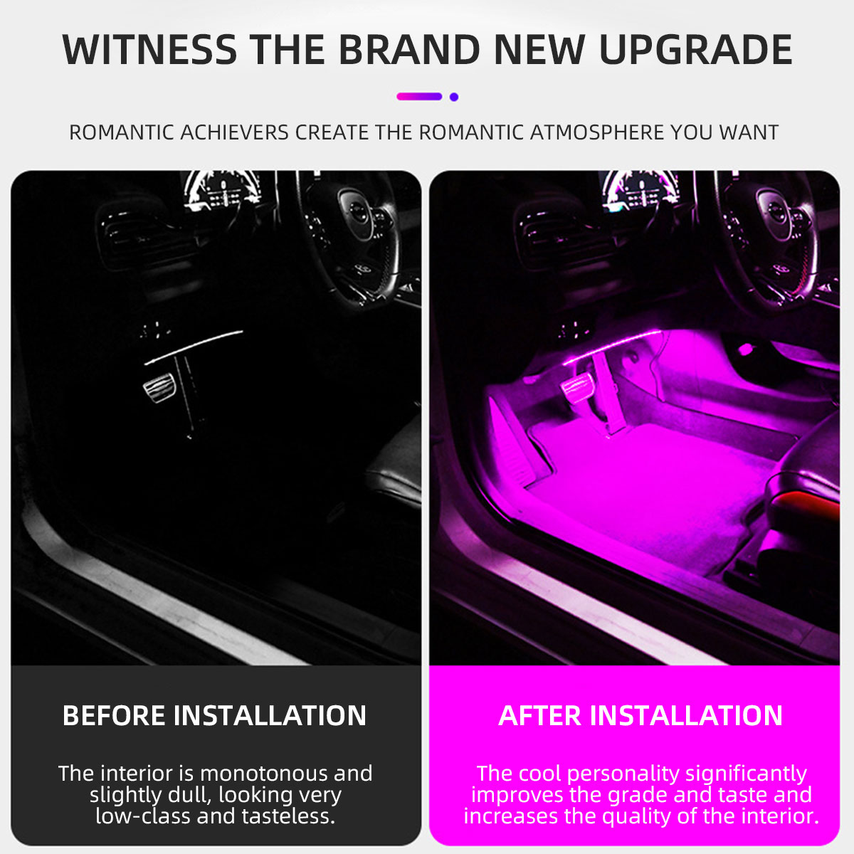 2/4in1 ネオン 12/18 LED 車内アンビエントフ - Led Ambient Interior Car Lights App Control のレビューと価格