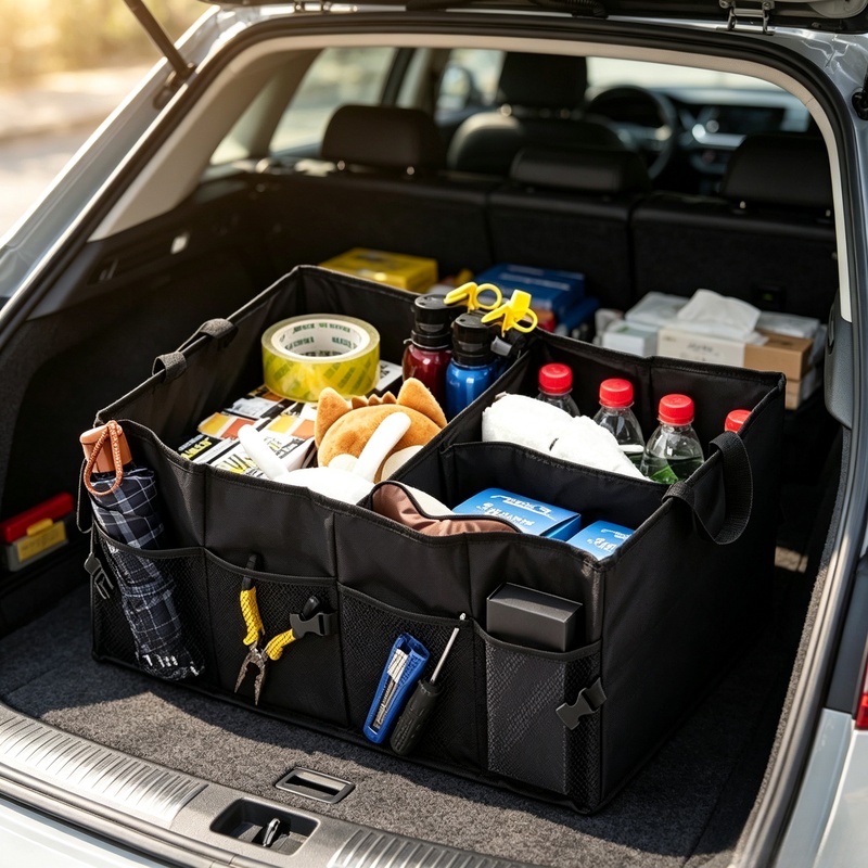 折りたたみ式大容量車用トランク収納ボックス、耐摩耗性多目的オ - Car Trunk Organizer Foldable Storage Box のレビューと価格