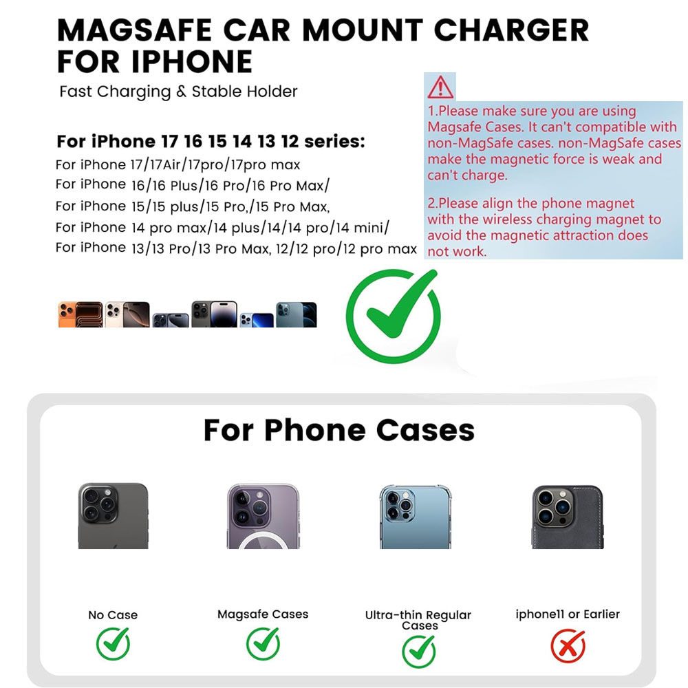 30W急速充電対応 マグネット式車載ワイヤレス充電器、LED - Wireless Car Charger Mount Fast Charging のレビューと価格