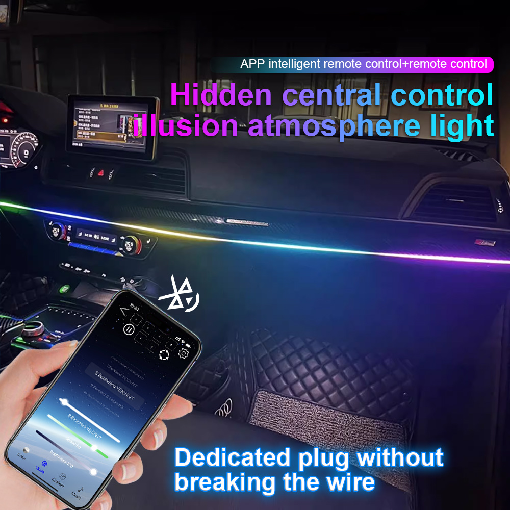 車のLEDアンビエントライト,ダッシュボードライト,隠しアプ - Led Ambient Interior Car Lights App Control のレビューと価格