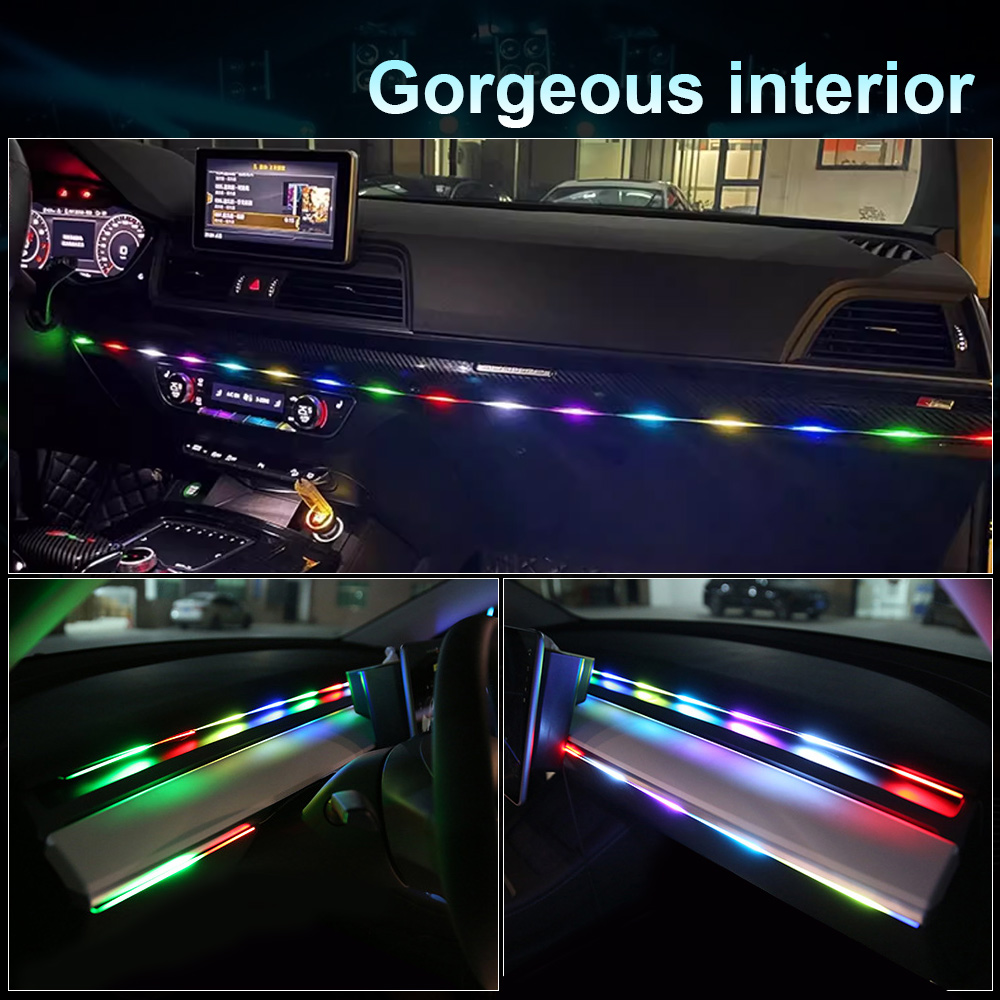 車のLEDアンビエントライト,ダッシュボードライト,隠しアプ - Led Ambient Interior Car Lights App Control のレビューと価格